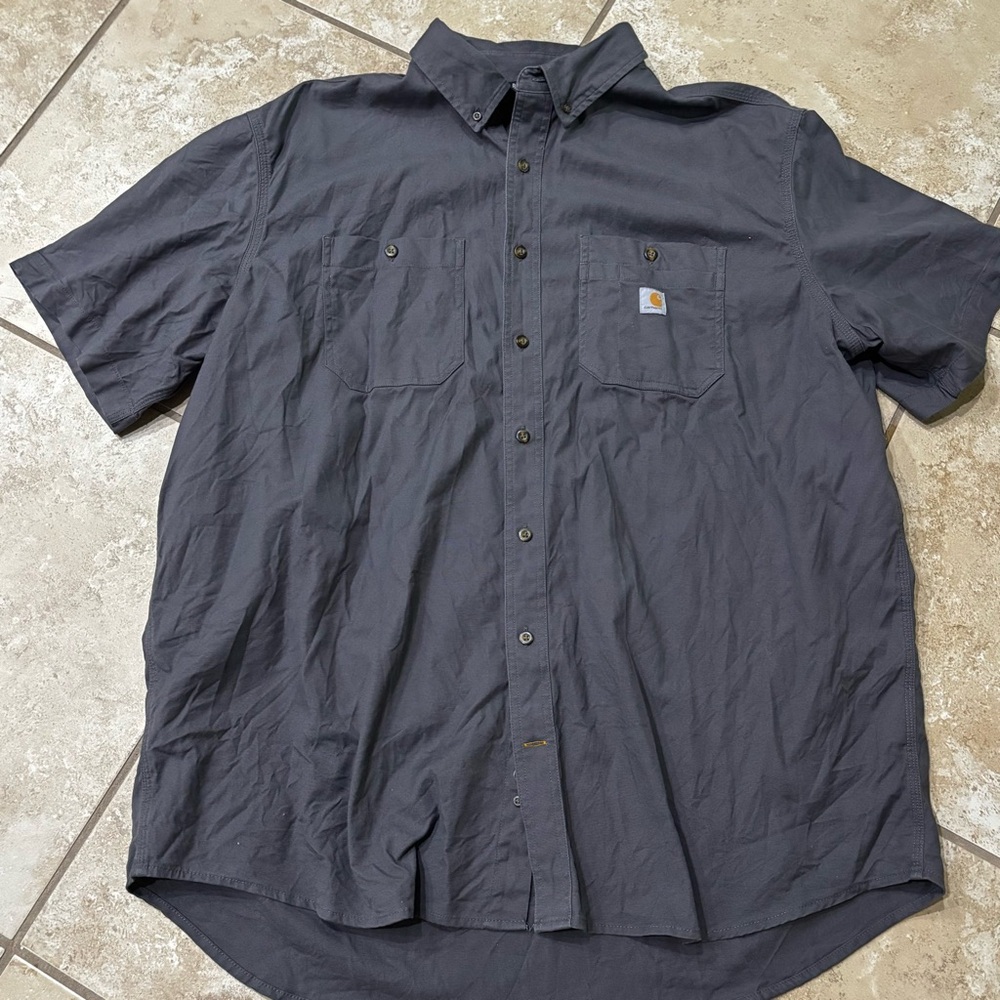 Carhartt Men’s Short-Sleeve Button-Down Shirt - Charcoal Gray